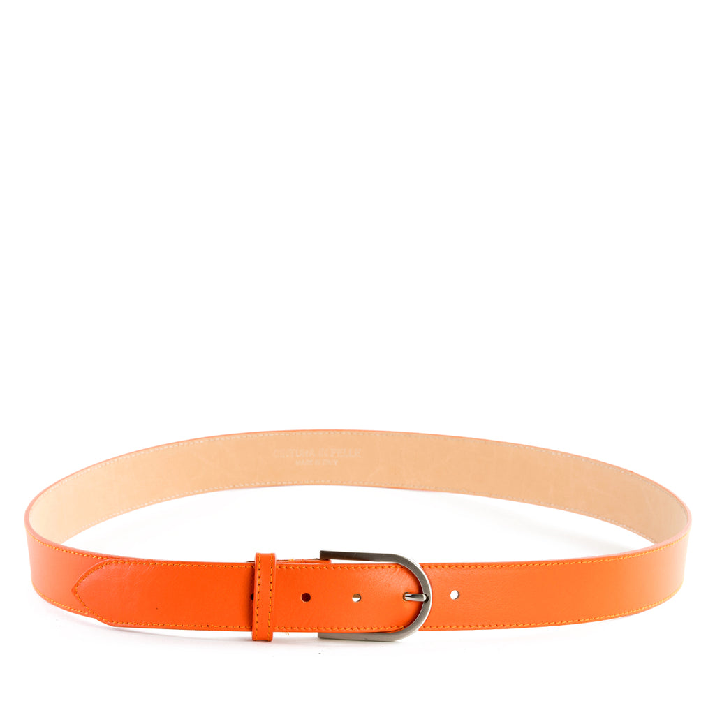 Orange Real Italian Leather Wide Belt – Amilu
