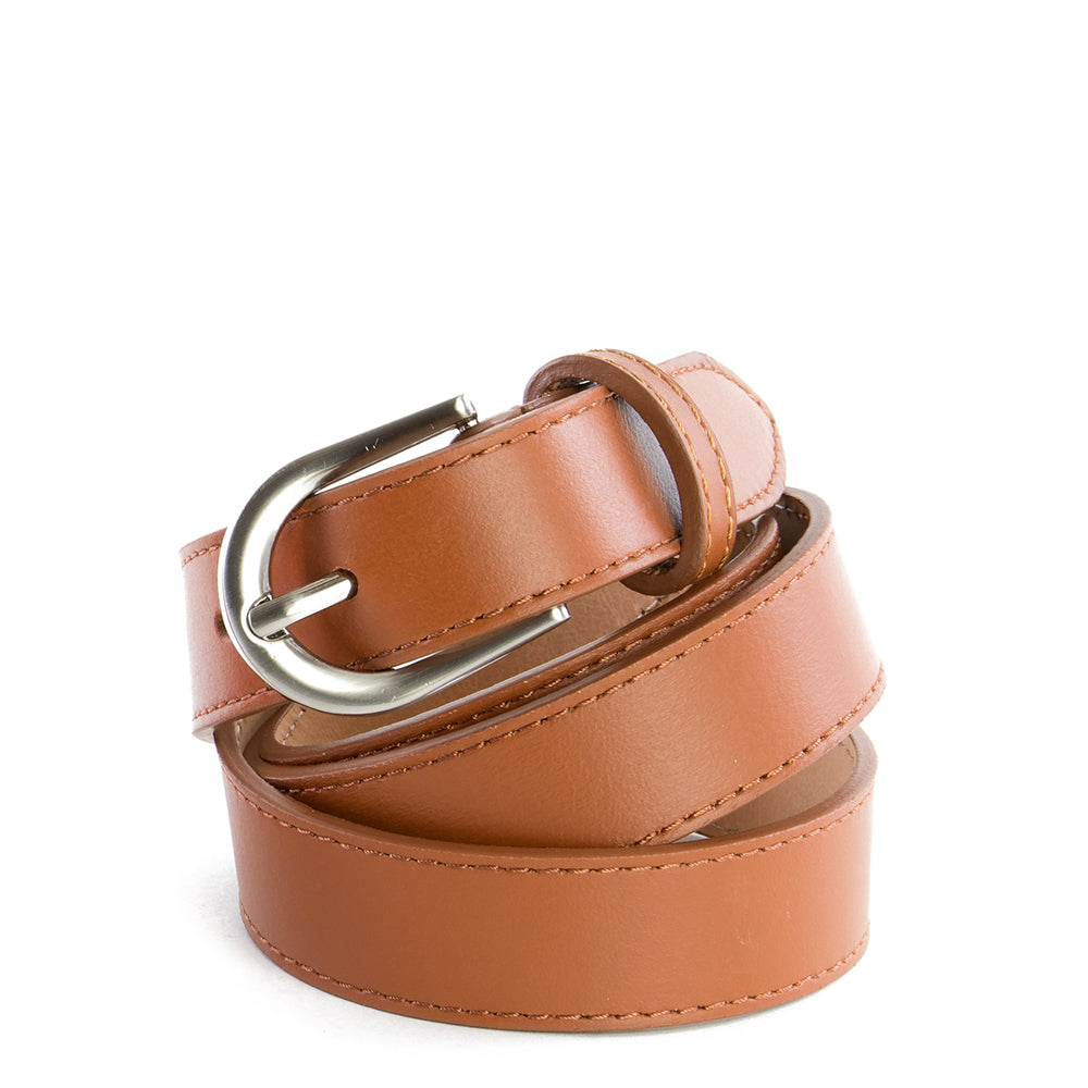 Tan Real Italian Leather Narrow Belt – Amilu