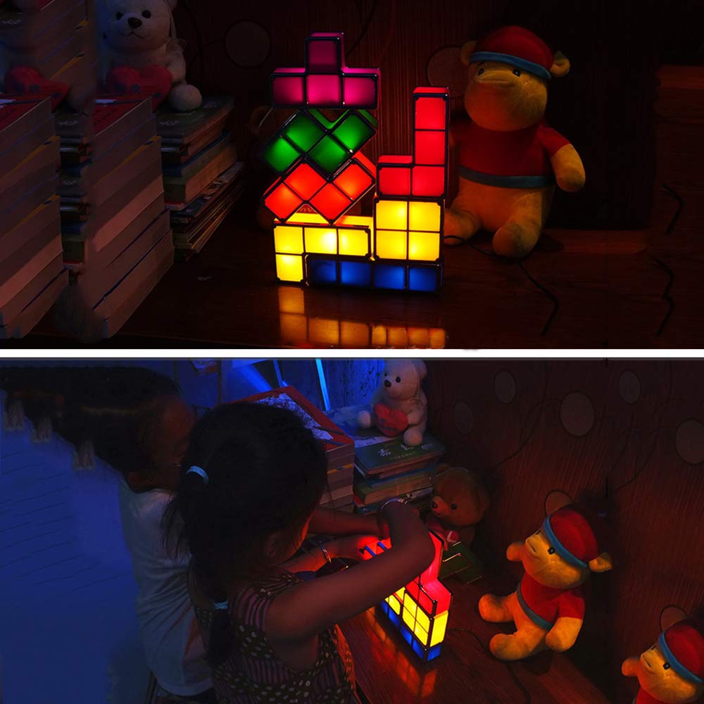 Tetris Stackable Lamp 7 Color Block Led Desk Lamp Diy Puzzle Toy