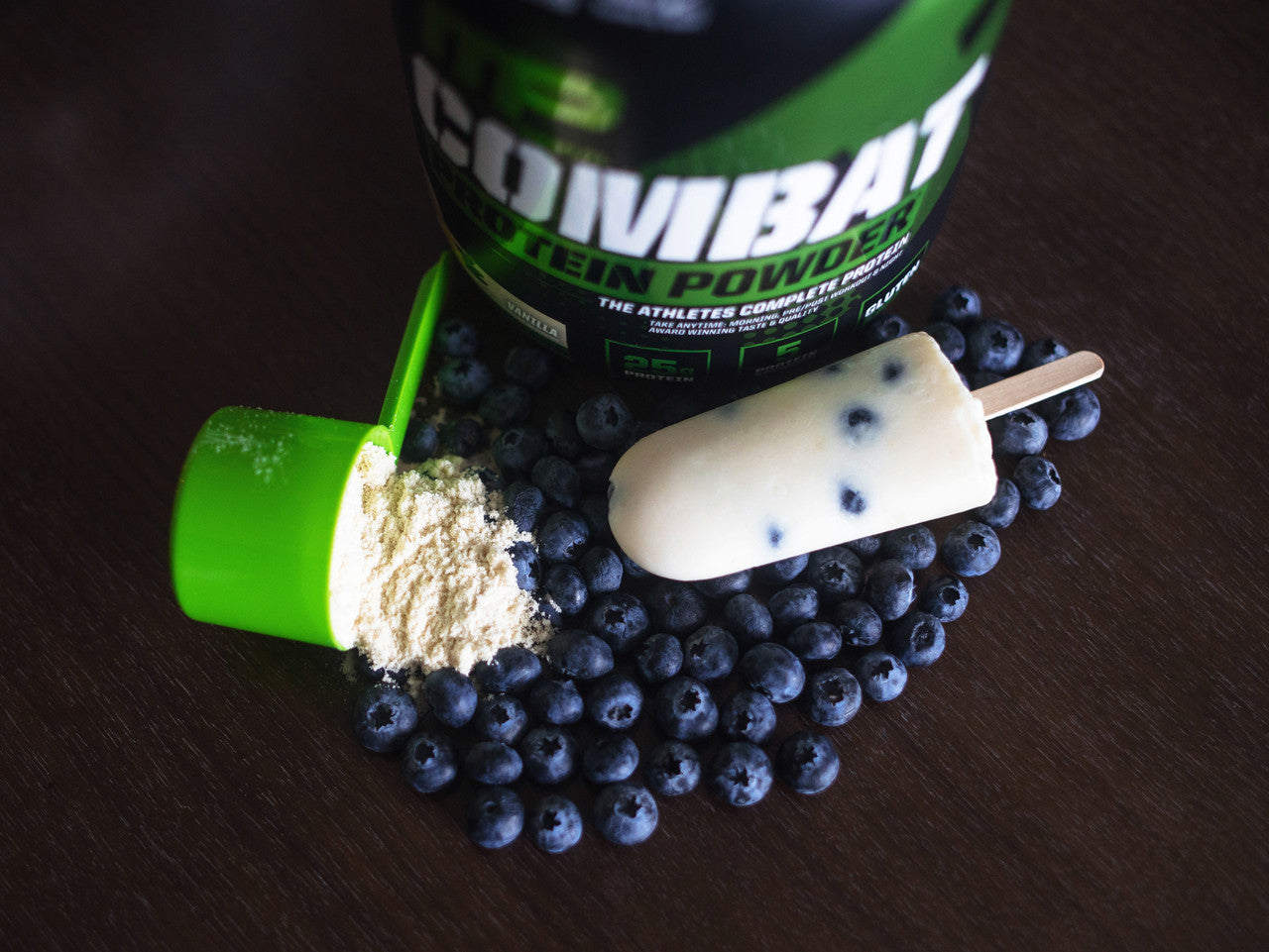 Blueberry Vanilla Protein Popsicles