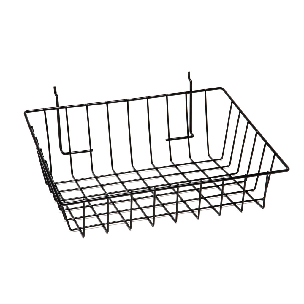 Slatwall wire baskets - 12(L) x 12(W) x 3(H) - inch slant front basket ...