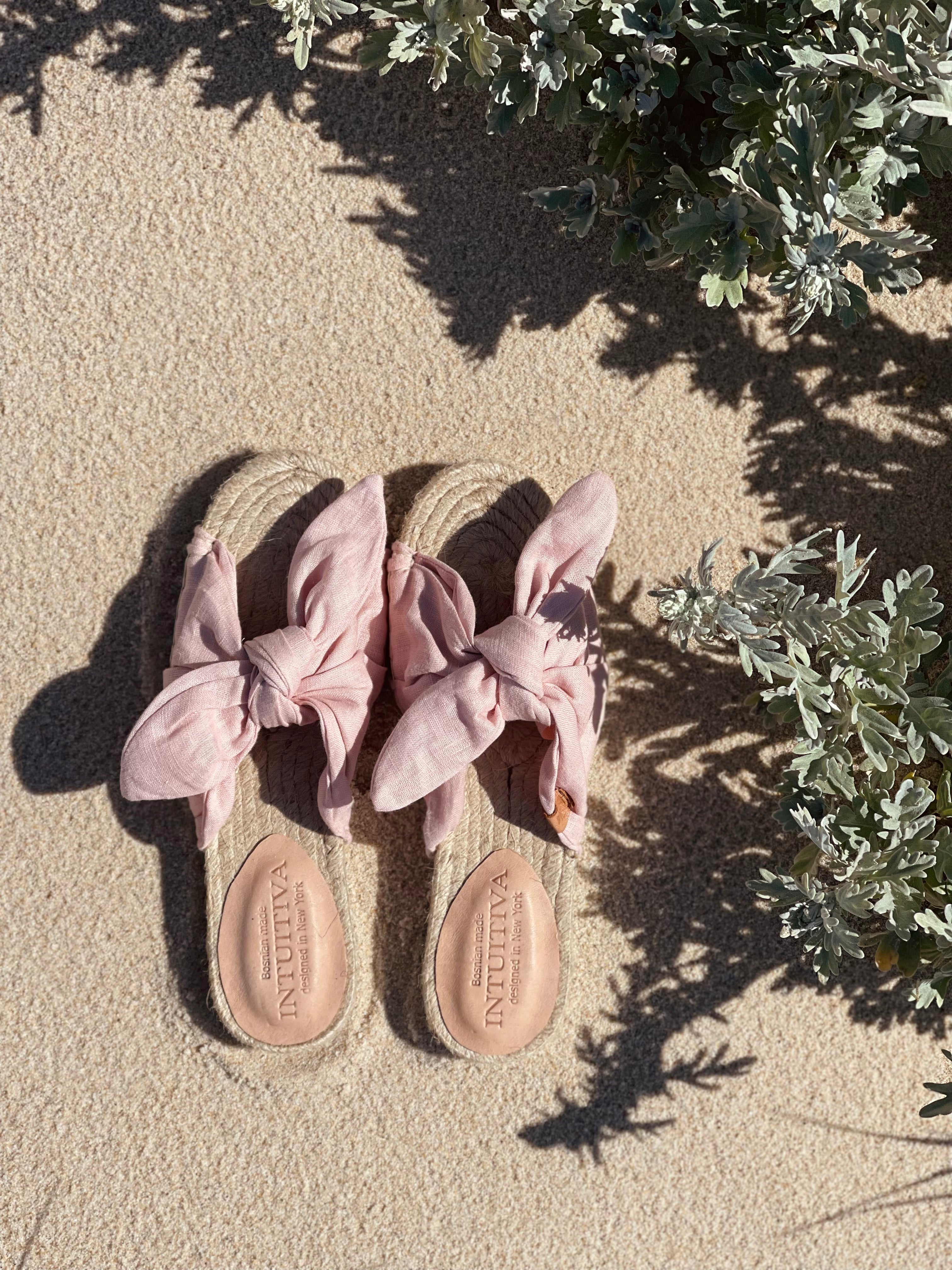 Tulum Linen Sandals (powder rose)