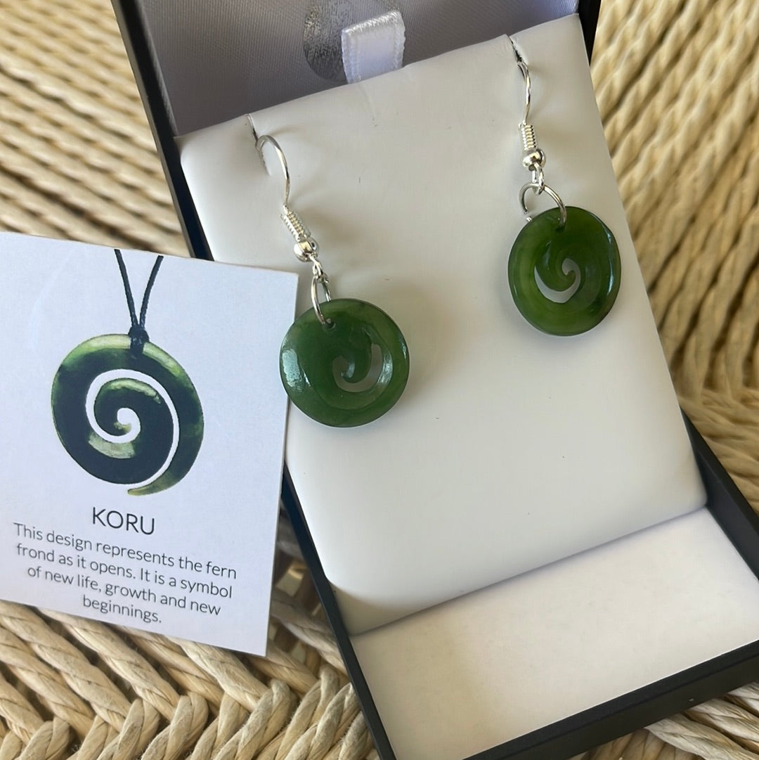 Koru Greenstone Earrings – Jade Kiwi