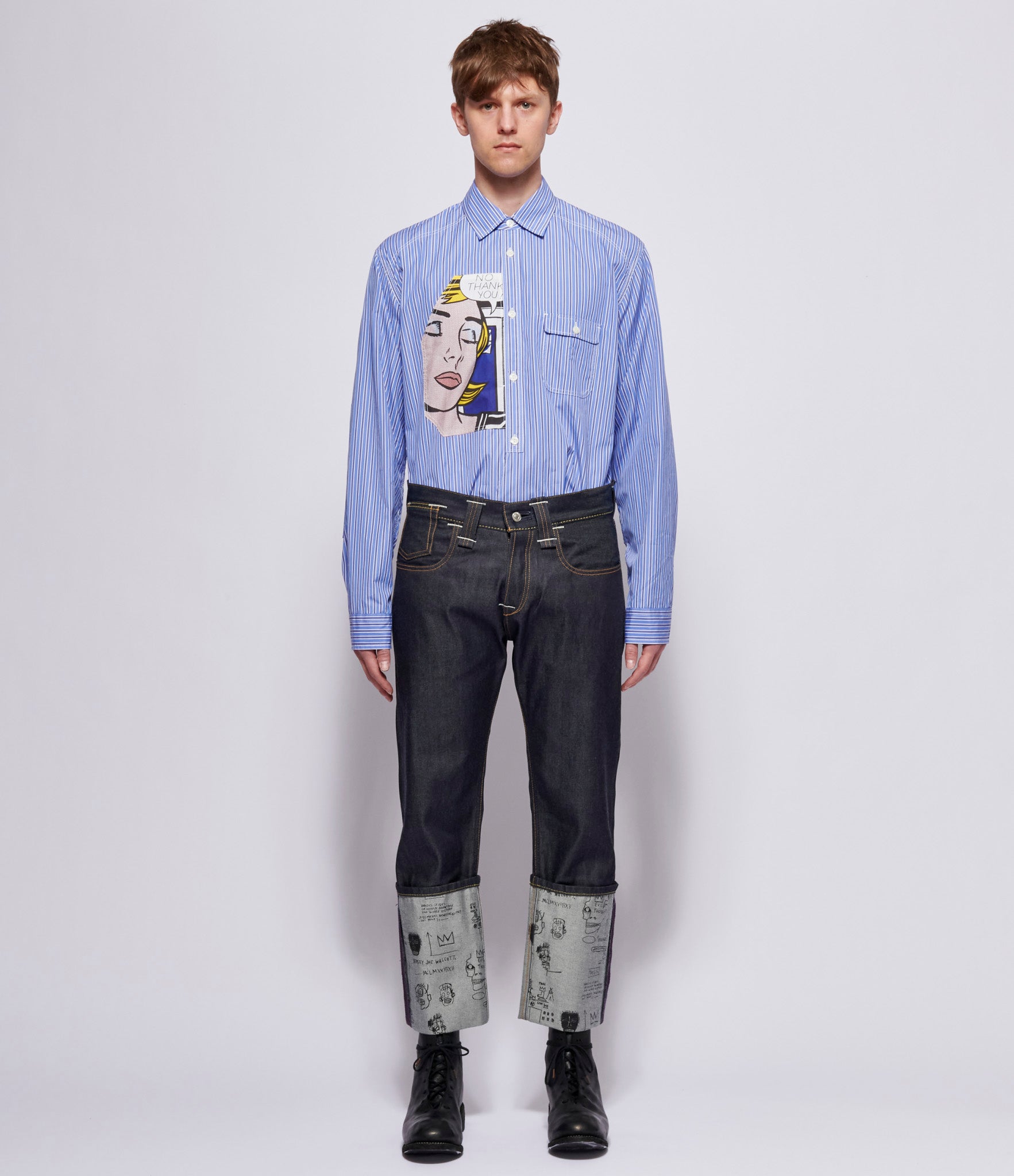 Junya Watanabe Man Basquiat Graphic Cuffed Pants