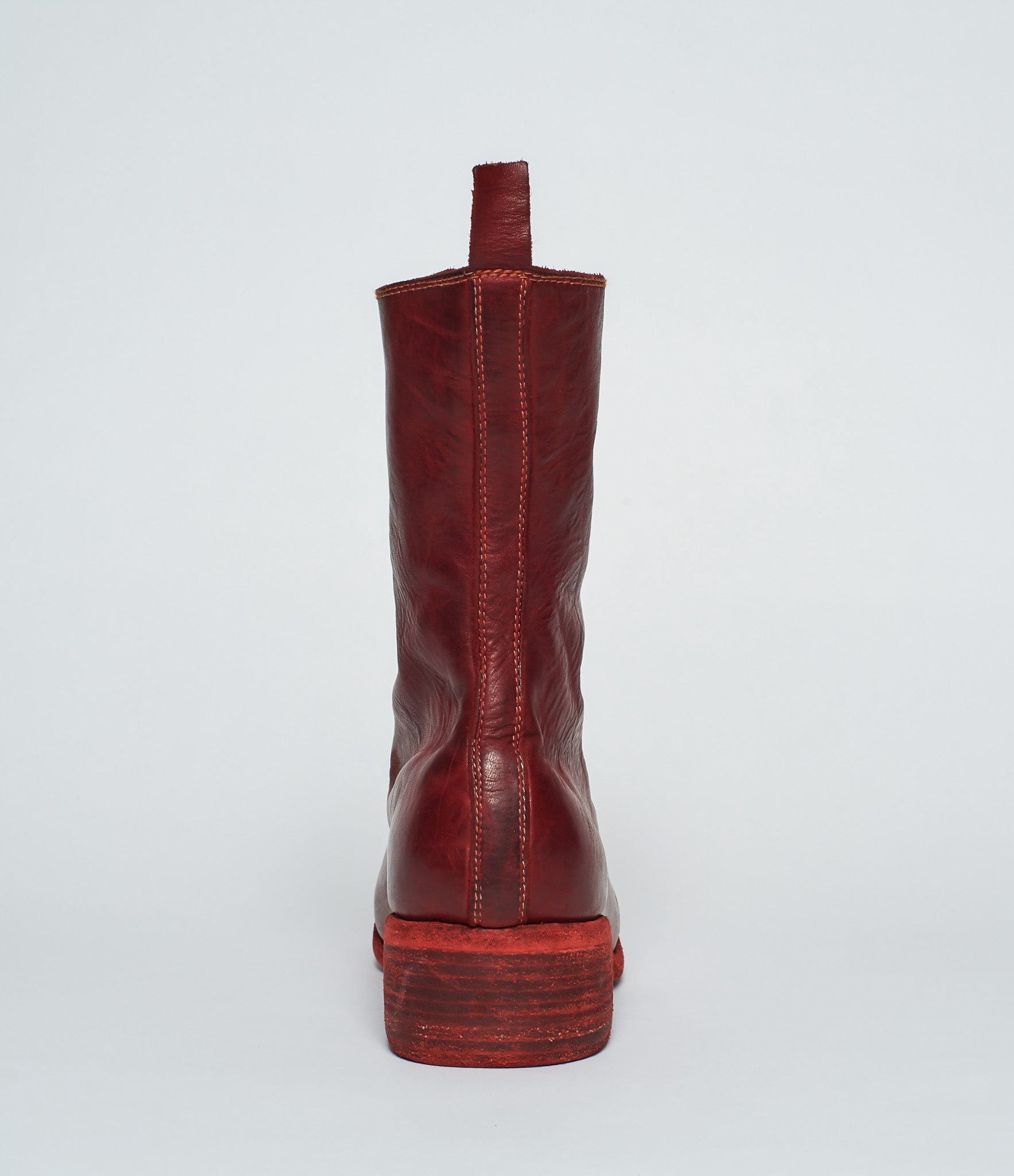 red calf length boots