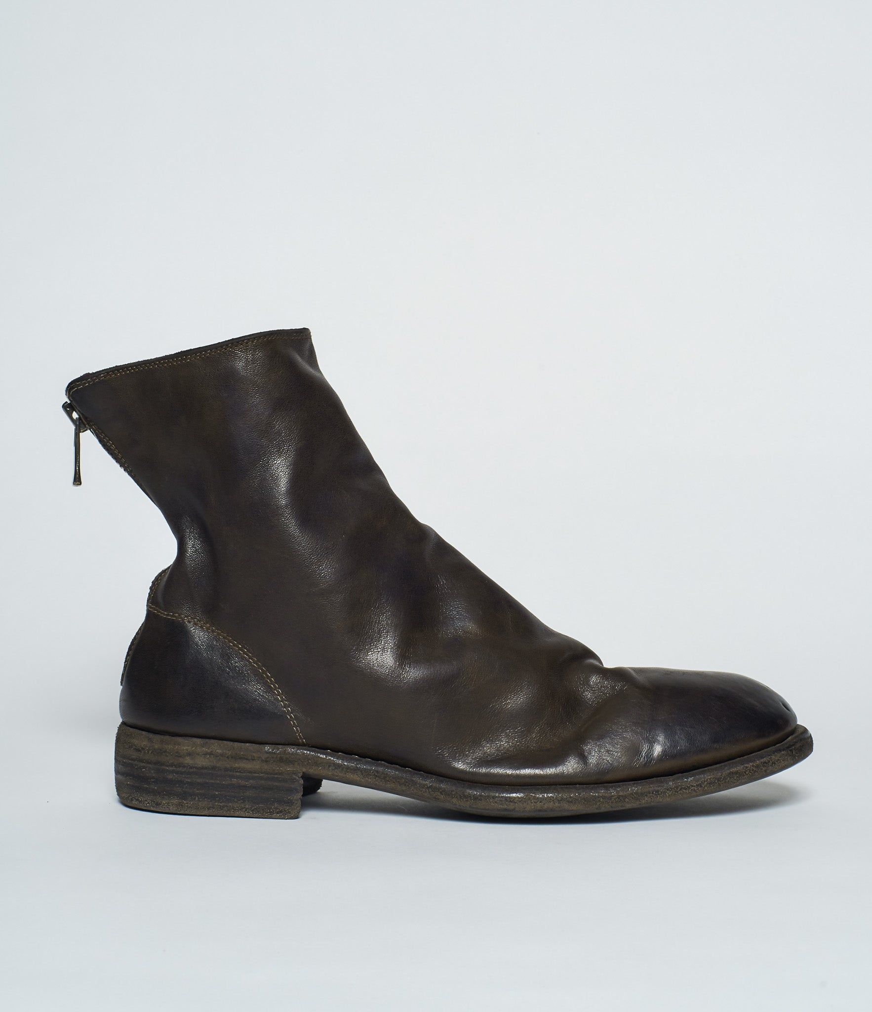 back zip leather boots