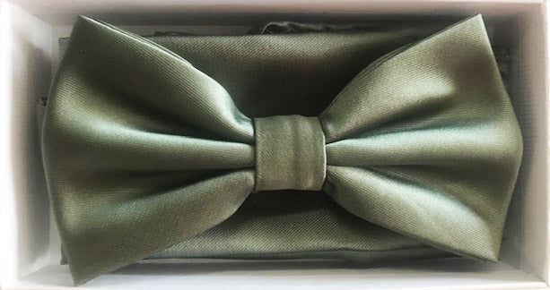 Sage green Solid Bow tie W/ hanky