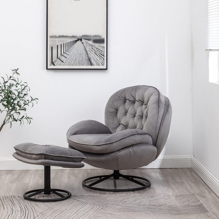 grey swivel arm chair