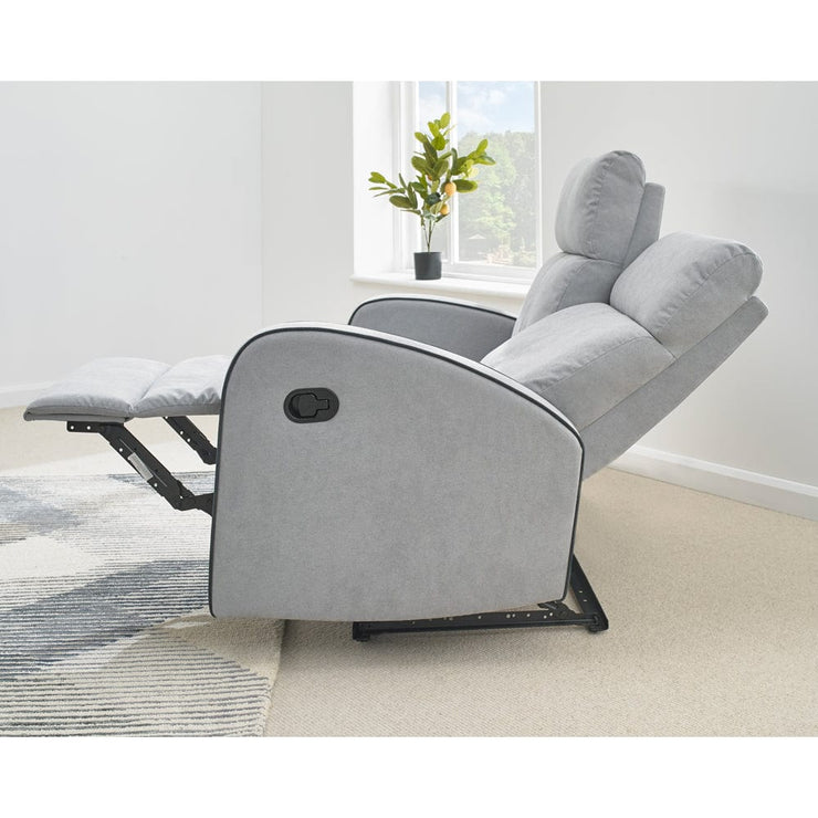 Boston Light Grey Fabric Recliner 3 Seater Sofa ...