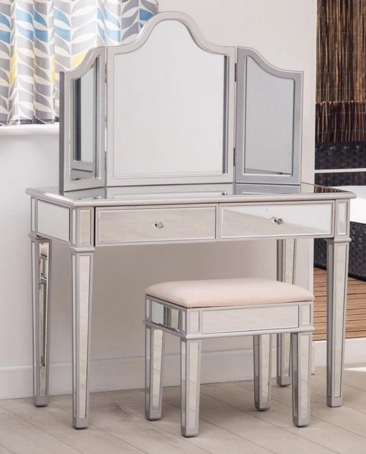 Glamour 3 Piece Mirrored Dressing Table Set