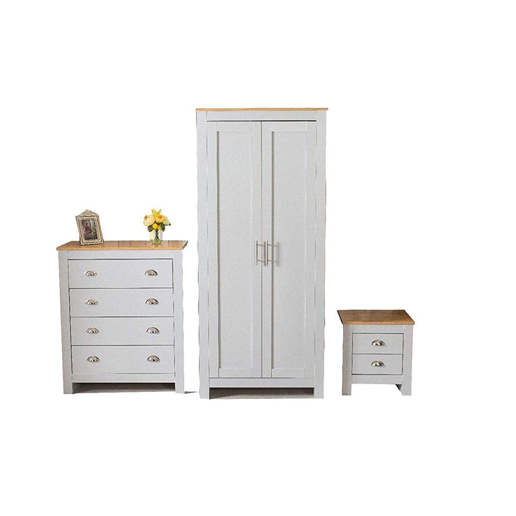 3 Piece Bedroom Set Grey And Oak Furniture Maxi