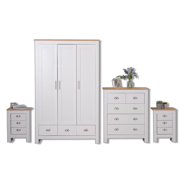 4 Piece White And Oak Bedroom Heritage Set