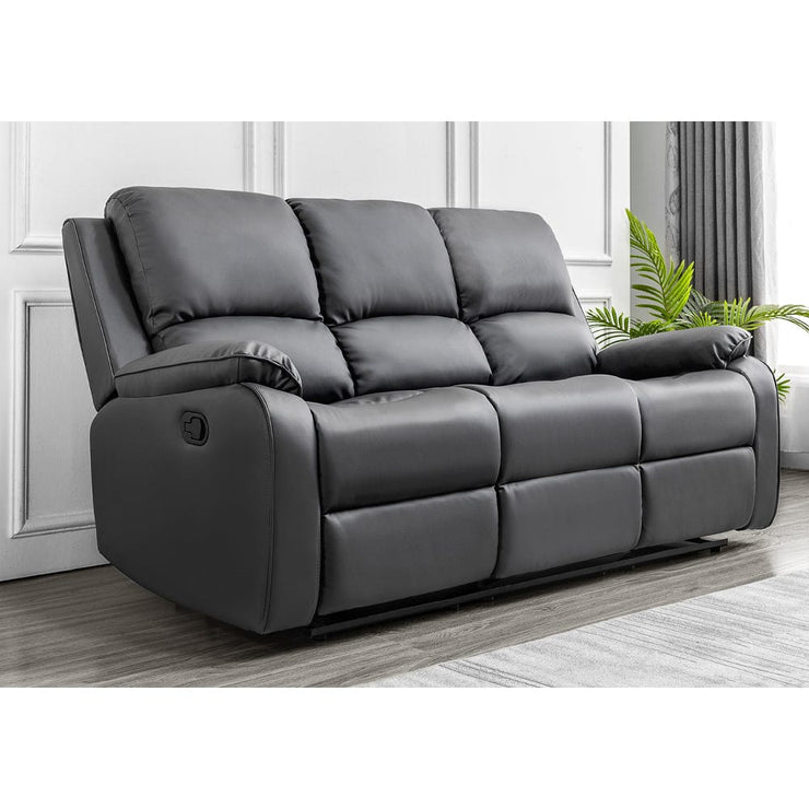 Palermo Grey Leather 3 Seater Recliner Sofa