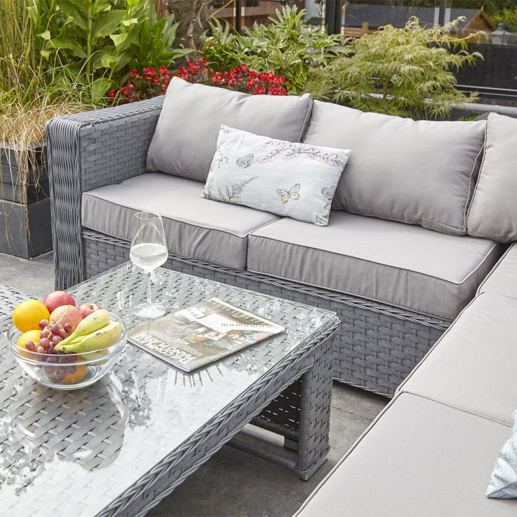 Papaver 8 Seater Rattan Furniture Garden Sofa Set In Grey | Furniture Maxi