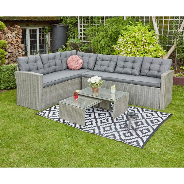 rosen dark grey 8 seater rattan corner garden sofa set