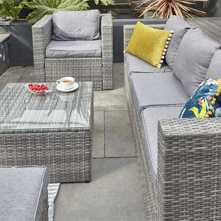 Vancouver 5 Seater Rattan Garden Furniture Set In Grey | Furniture Maxi