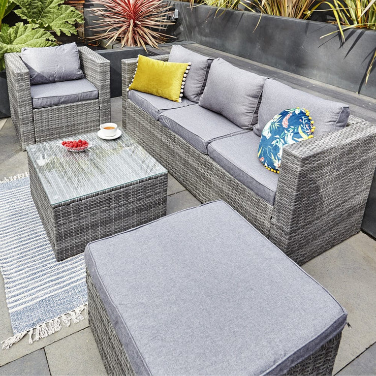 Vancouver 5 Seater Rattan Garden Furniture Set In Grey | Furniture Maxi