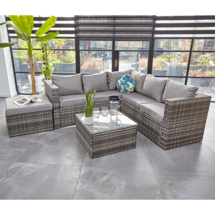 Vancouver 6 Seater Modular Rattan Sofa Set In Grey– Furniture Maxi