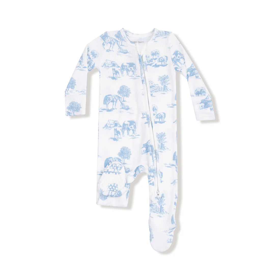 Blue Farm Toile Zipper Footed Romper