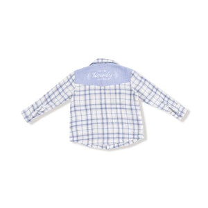 Blue Plaid Howdy L/S Western Pearl Snap Shirt - Cub Shrub