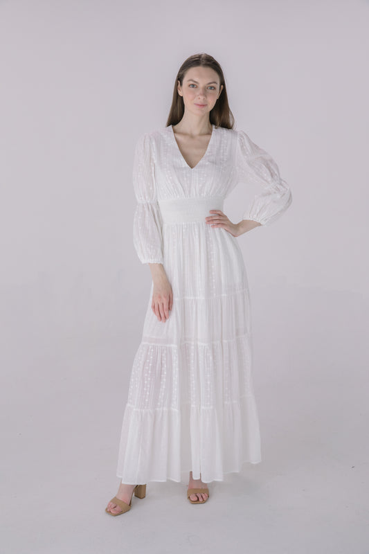White Eyelet Embroidered Maxi Dress – Solitaire