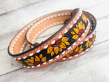 Yellow Sunflower White Buckstitch Handbag Strap