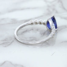 Load image into Gallery viewer, 1.22ct. Pear Blue Sapphire Ring with Diamond Accents in 18K White Gold
