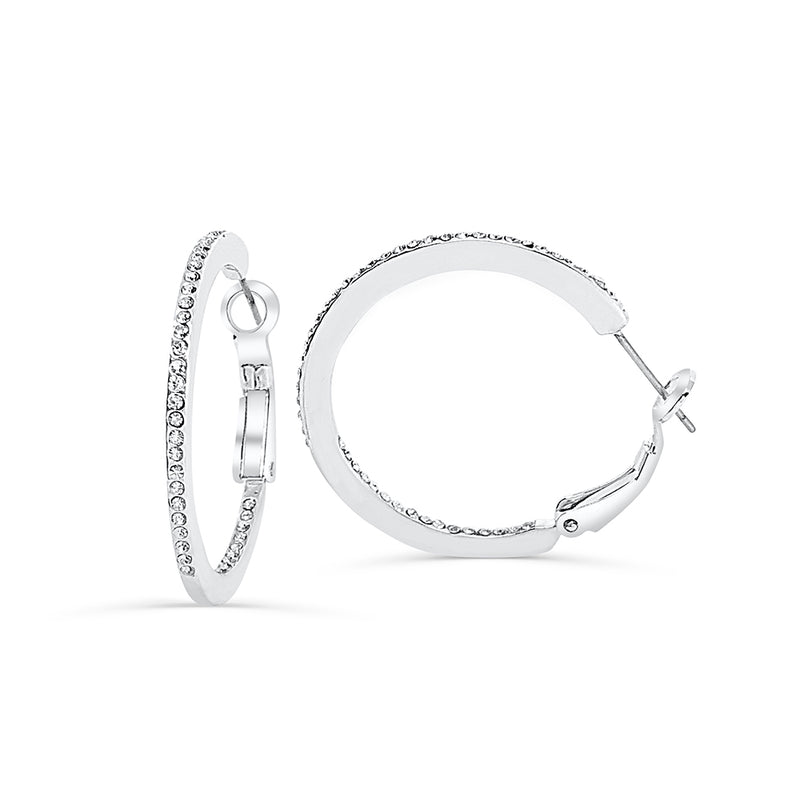MORIAH - CZ Crystal Hoop Earrings In Silver - JohnnyB Jewelry