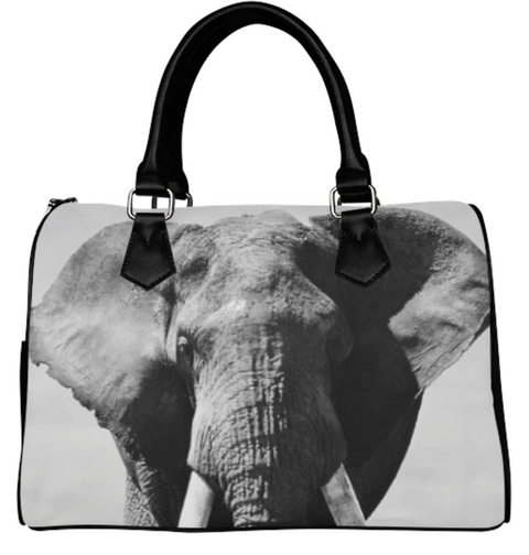 Black and White Elephant Boston Bag