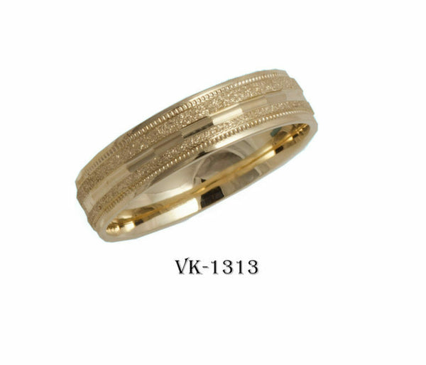 14k Solid Gold Elegant Ladies Modern Sandstone Finish Flat Band 5mm Ring VK1313v