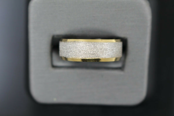 18k Solid Gold Elegant Ladies Modern Sand Finish Band Ring R9219m