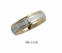 18k Solid Gold Elegant Ladies Modern Stone Finished Flat Band 6mm Ring VK1112v
