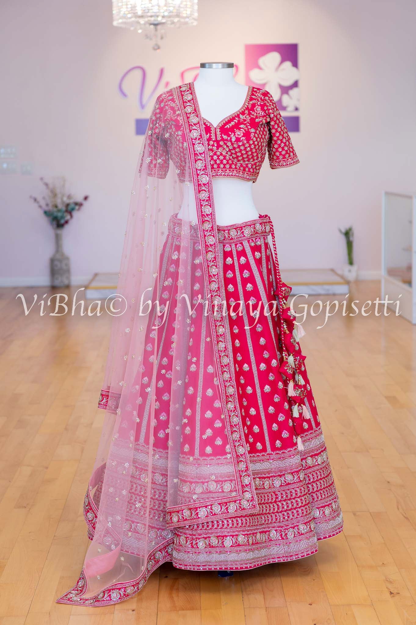 Dark Pink Mirror Work Lehenga Choli Party Wear Lengha Indian Saree Sari  Skirt | eBay