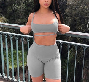 2 piece biker short set