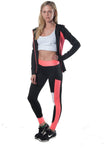 Ladies fashion active 2 pc set hooded outfit