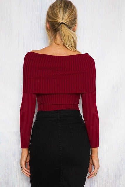 Sophia off the shoulder knotted sweater top – Iconic Trendz Boutique