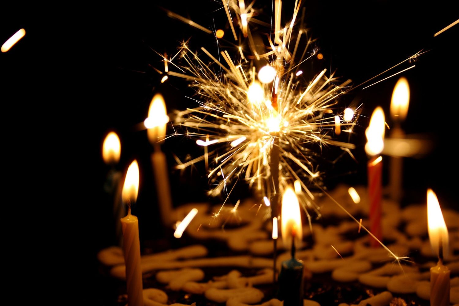 birthday photo with sparks and candles