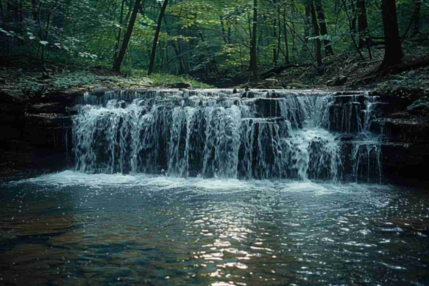 A picture of running water under different shutter speed