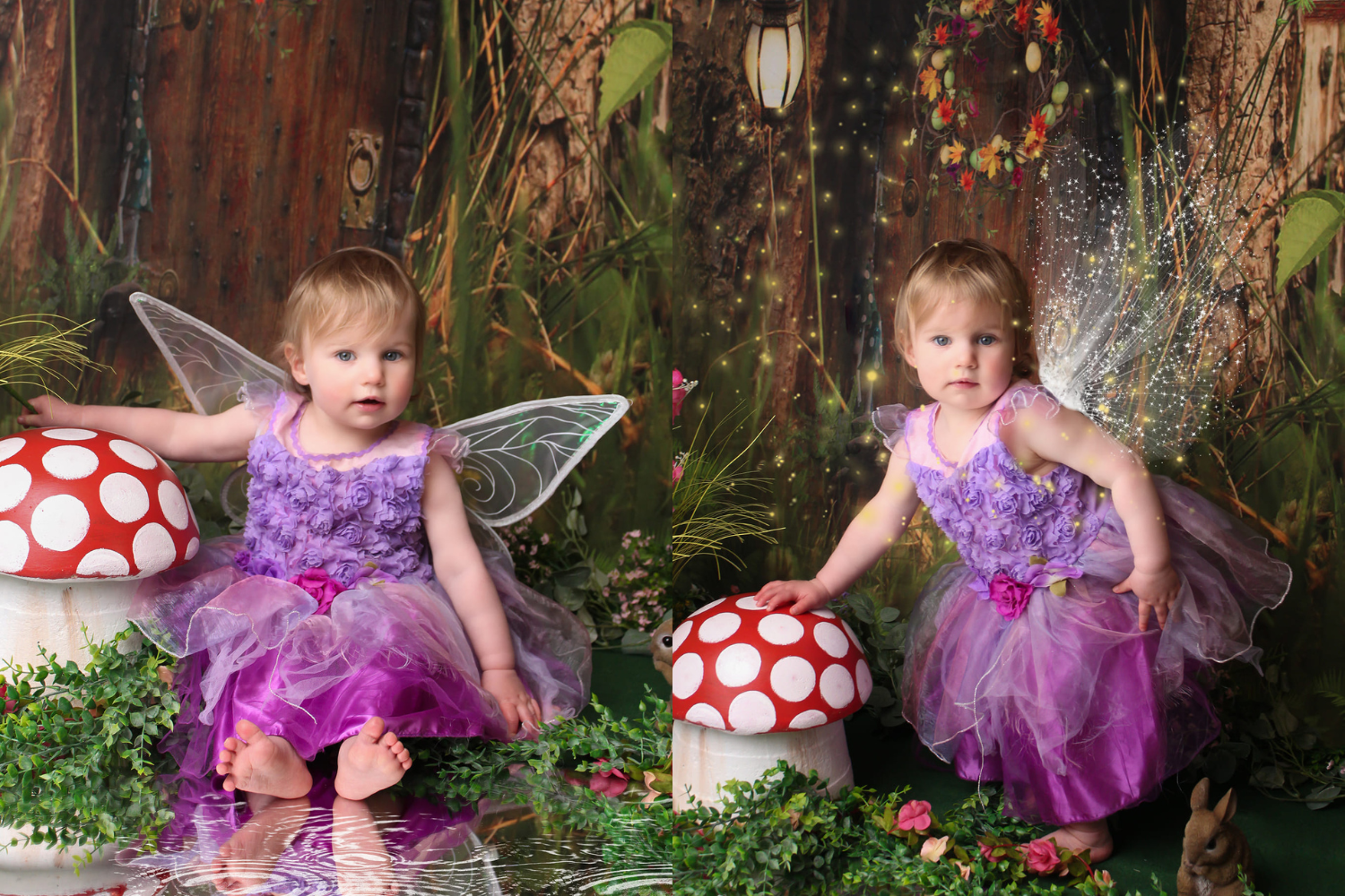 little fairy girl playing in garden