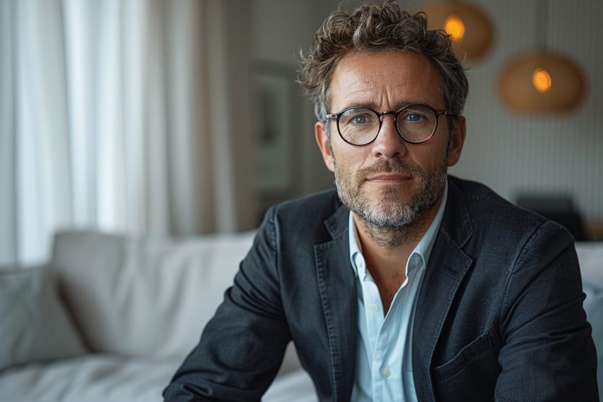 A business portrait of a man, wearing a suit
