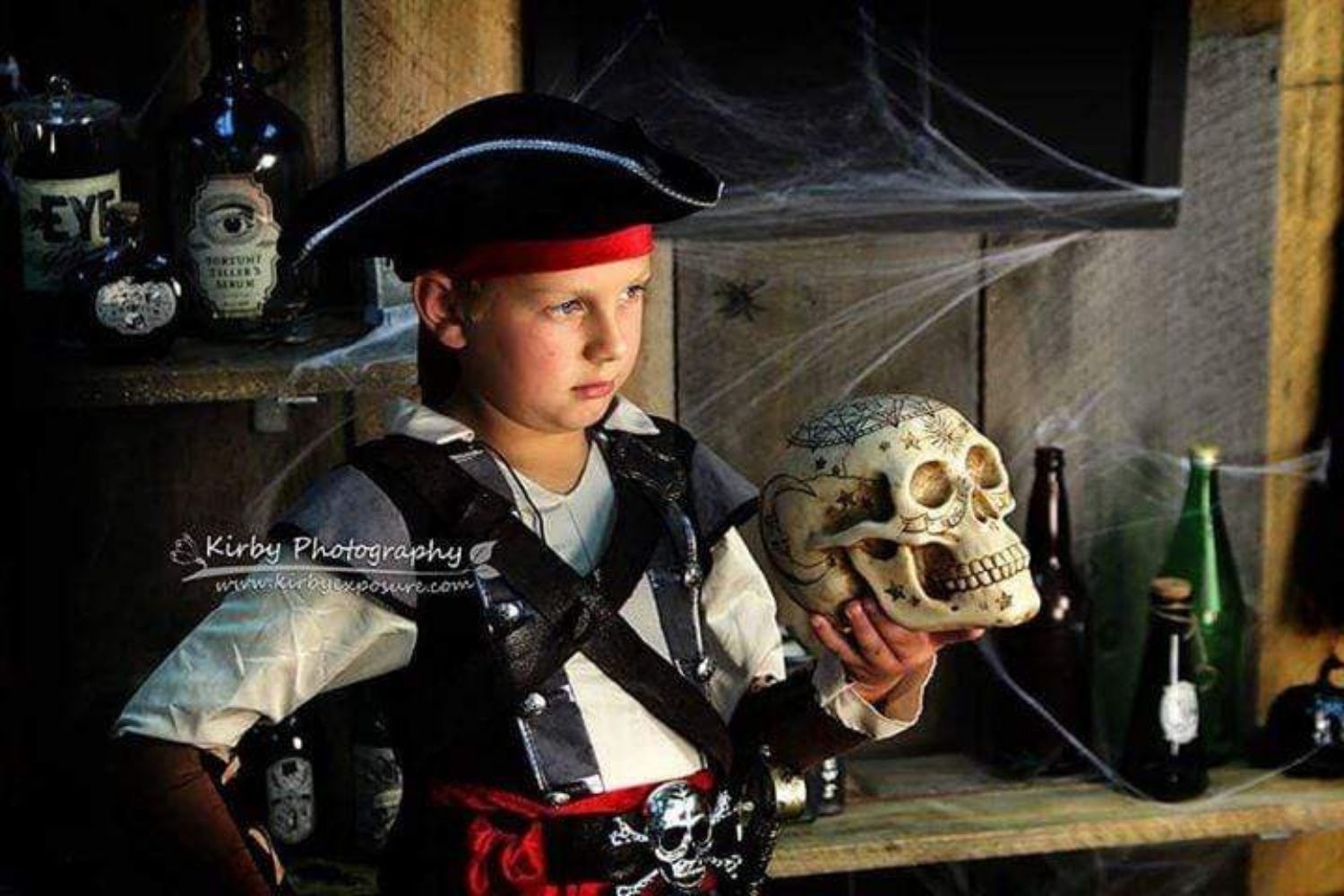 Halloween Skeleton photo of a boy with Kate Bunch of Hocus Pocus Halloween Backdrop designed by Arica Kirby