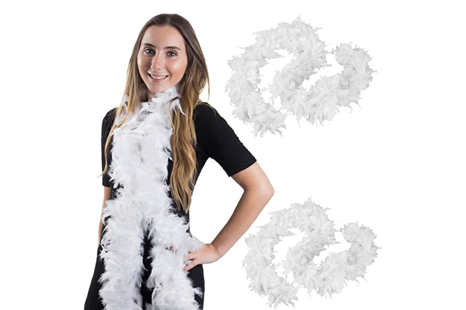 Feather Boas wearing on woman