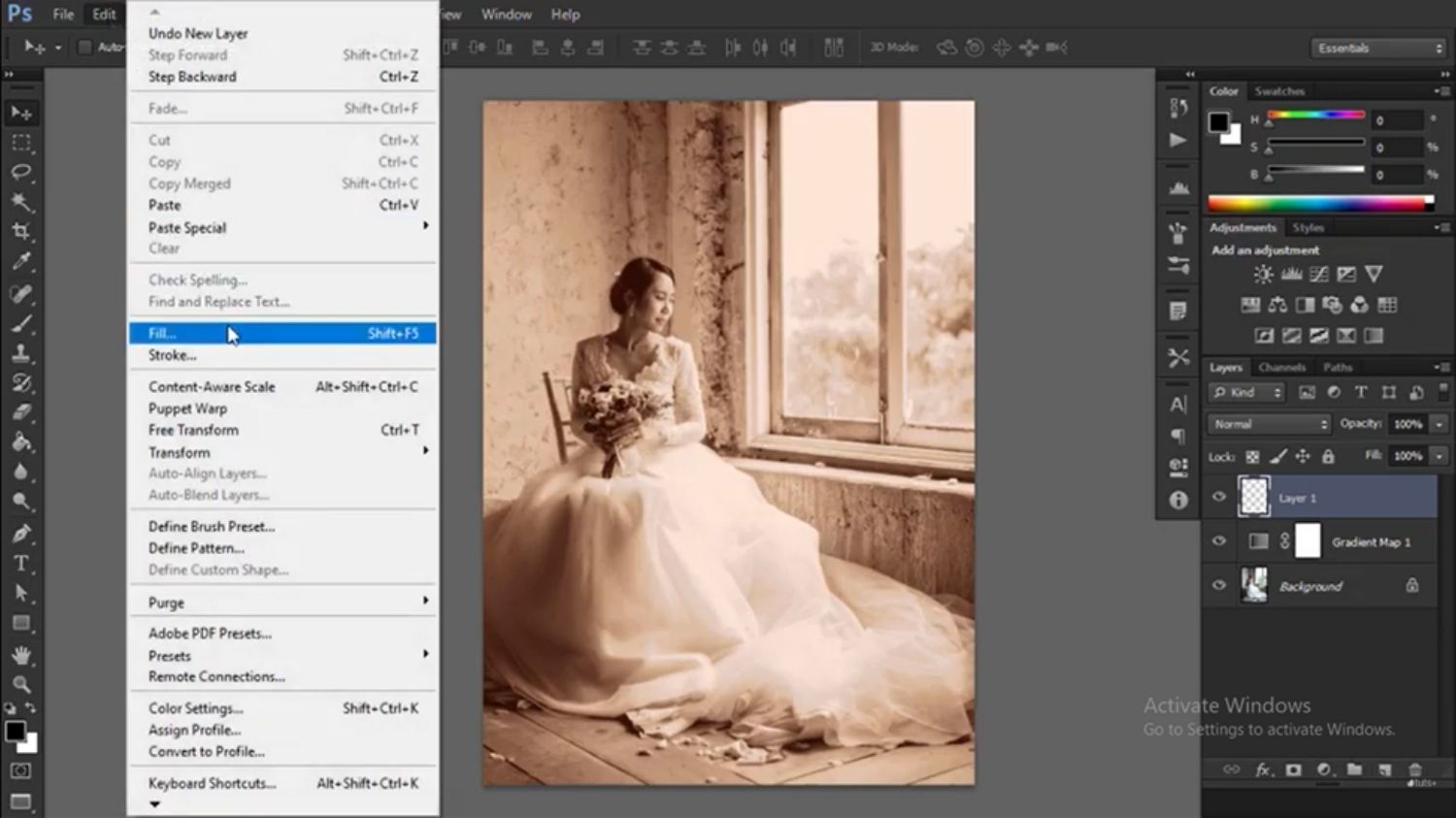 sepia-toned portrait photo-processing tutorial in Photoshop