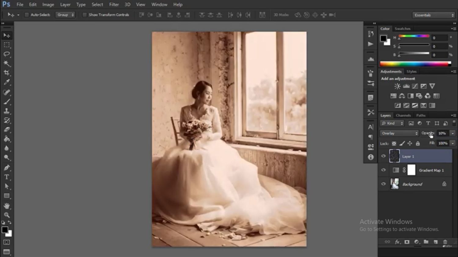 sepia-toned portrait photo-processing tutorial in Photoshop