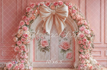 Kate Pink Rose Floral Arch Bow Photography Backdrop Designed by Emetselch