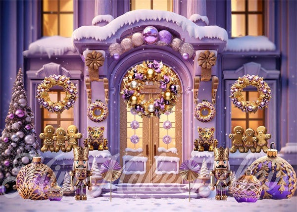 Golden and purple Christmas decorations Stock Photo by katrinshine