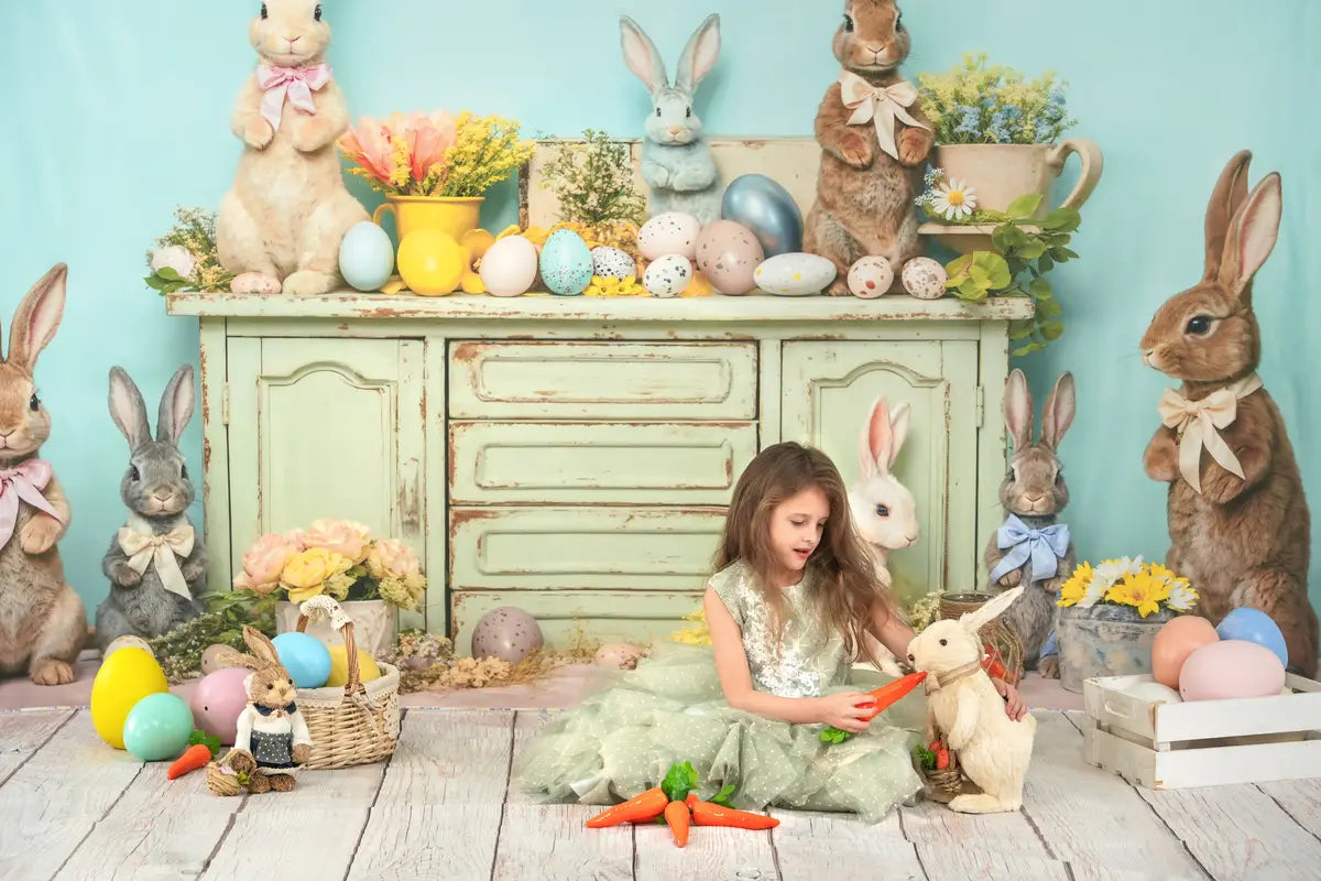 Image of Kate Easter Egg Bunny Flowers Backdrop Designed by Emetselch