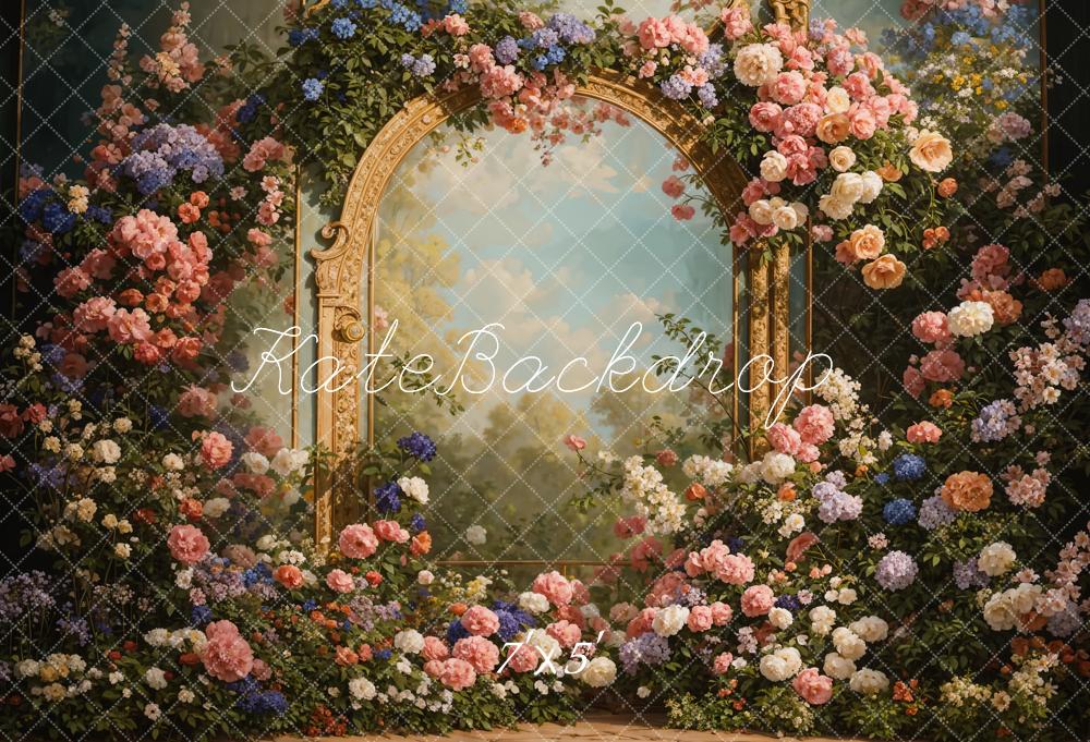 Kate Painterly Fine Art Fun Tropical Flower Balloon Arch Watercolor Wall  Backdrop for Photography