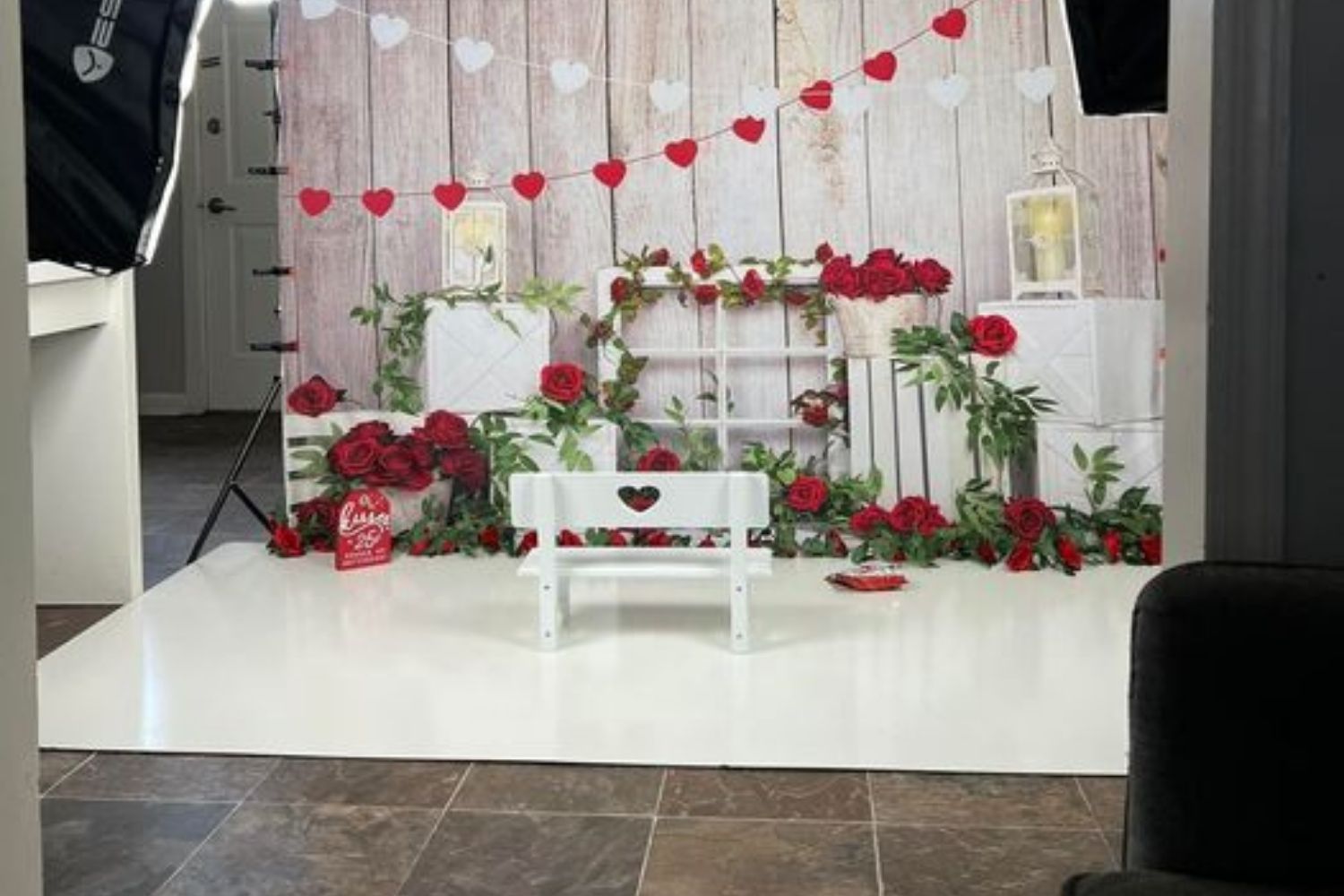  white wall panal with Kate Valentine's Day Roses Backdrop Designed by Emetselch