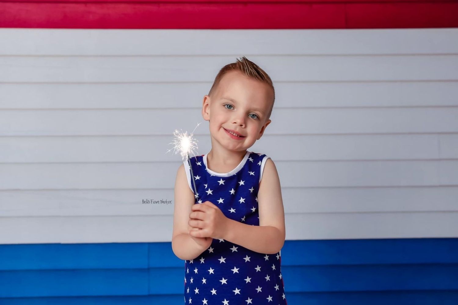 girl's photo with Kate Red White and Blue Wood Backdrop for Photography Designed by Pine Park Collection